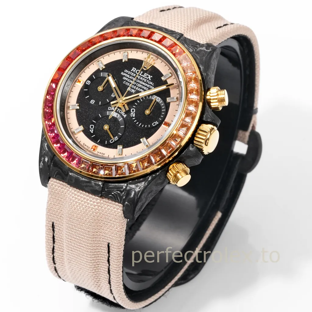 Rolex-Daytona-Rainbow-Sunray-Carbon-Fiber-40mm-Custom-Chronograph-with-4130-Movement-Replica-Watch-Front-View-1