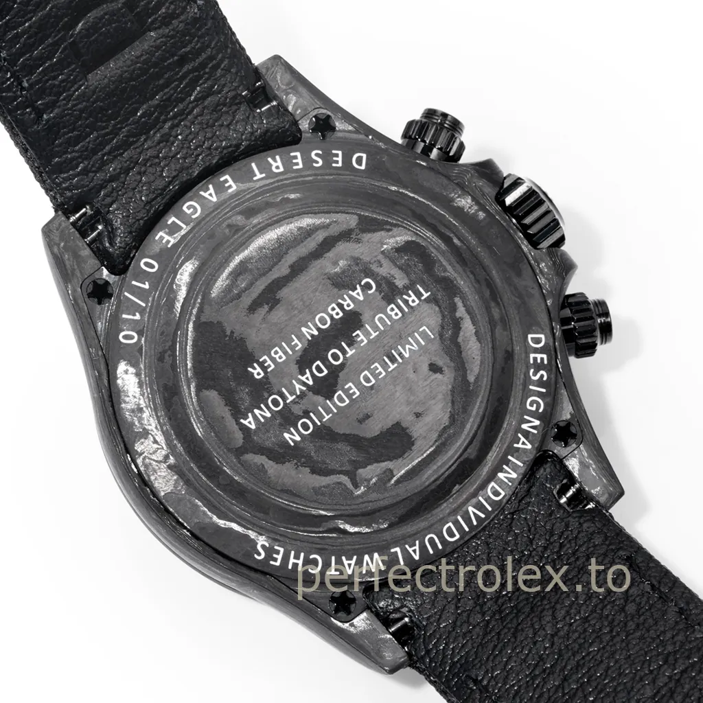 Rolex-Daytona-Cream-Invert-40mm-Carbon-Fiber-Custom-Chronograph-with-4130-Movement-Replica-Watch-Back-View