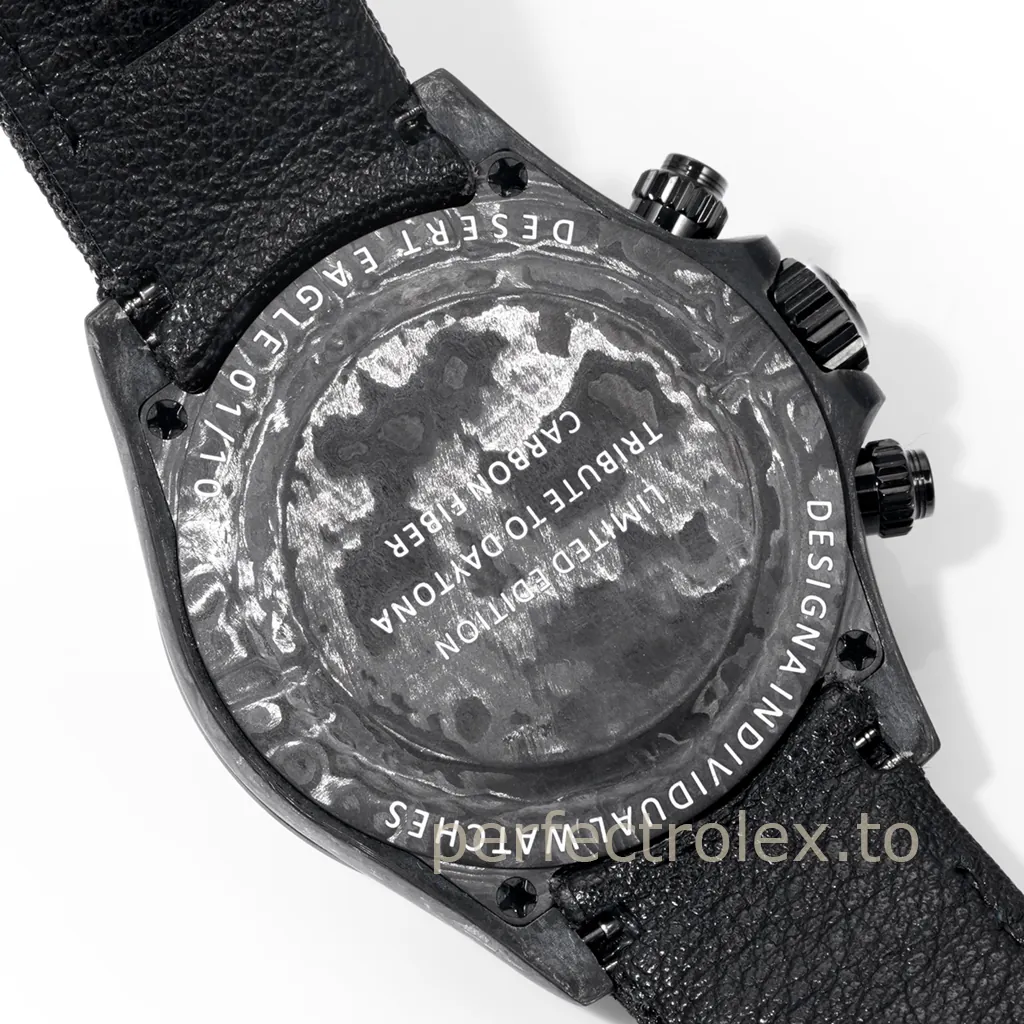 Rolex-Daytona-40mm-Carbon-Fiber-Custom-Chronograph-with-4130-Movement-Replica-Watch-Back-View