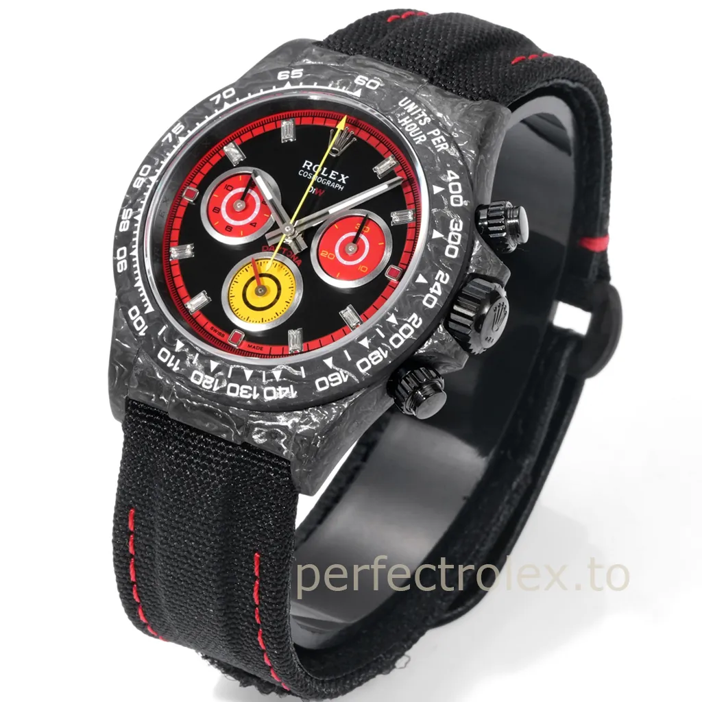 Rolex-Daytona-40mm-Carbon-Fiber-Custom-Chronograph-with-4130-Movement-Replica-Watch-Front-View-1