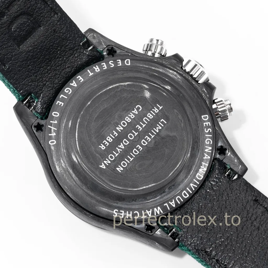 Rolex-Daytona-40mm-Carbon-Fiber-Custom-Chronograph-with-4130-Movement-Replica-Watch-Back-View