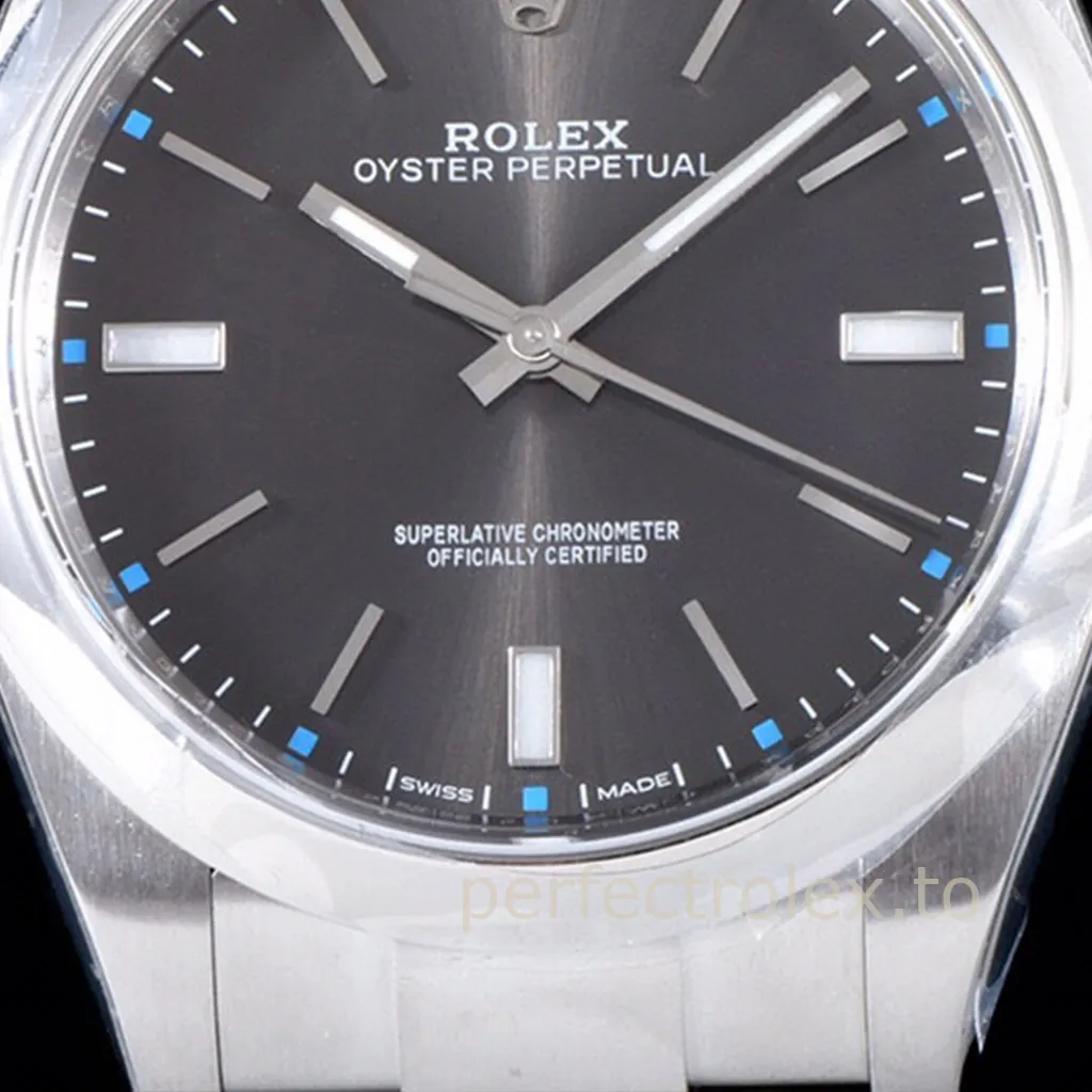 Rolex-Oyster-Perpetual-114300-0001-39mm-Grey-Dial-904L-Steel-3230-Movement-Replica-Watch-Dial-Detail-2