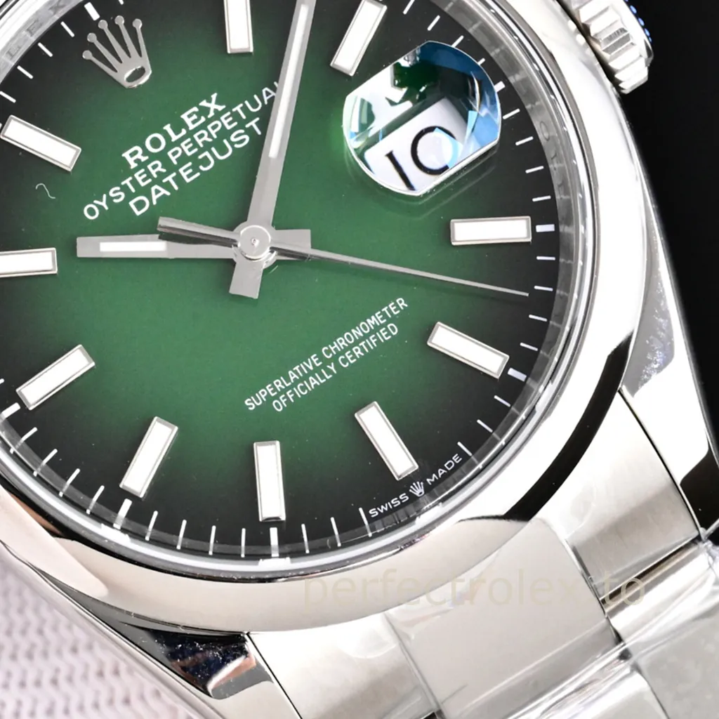 Rolex-Datejust-M126200-0025-Black-Green-Dial-36mm-904L-Steel-Replica-Watch-Dial-Detail-1