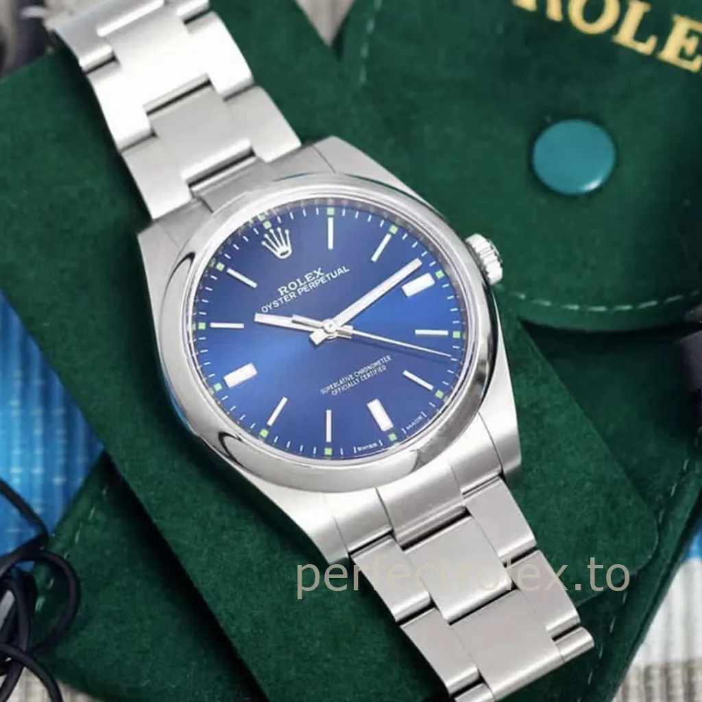 Rolex-Oyster-Perpetual-39mm-114300-0003-Blue-Dial-904L-Steel-Replica-Watch-Display-Image