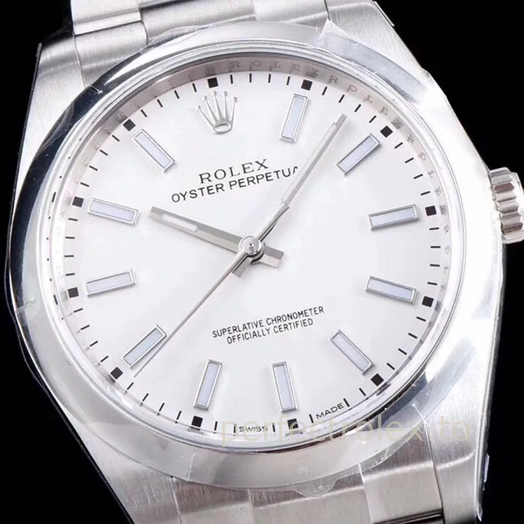 Rolex-Oyster-Perpetual-114300-0004-White-Dial-39mm-904L-Steel-Replica-Watch-Dial-Detail-1