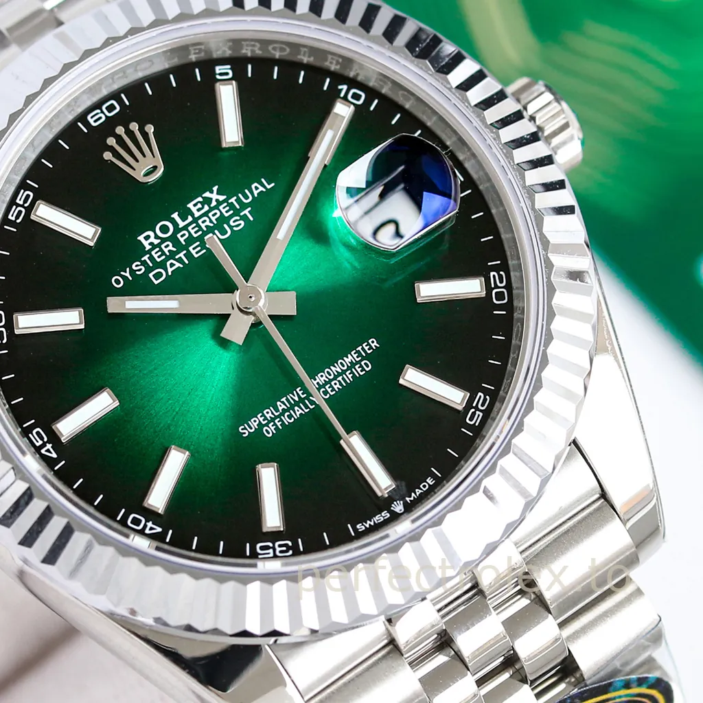 Rolex-Datejust-M126334-0034-41mm-Black-Green-Dial-3235-Movement-Replica-Watch-Dial-Detail-1