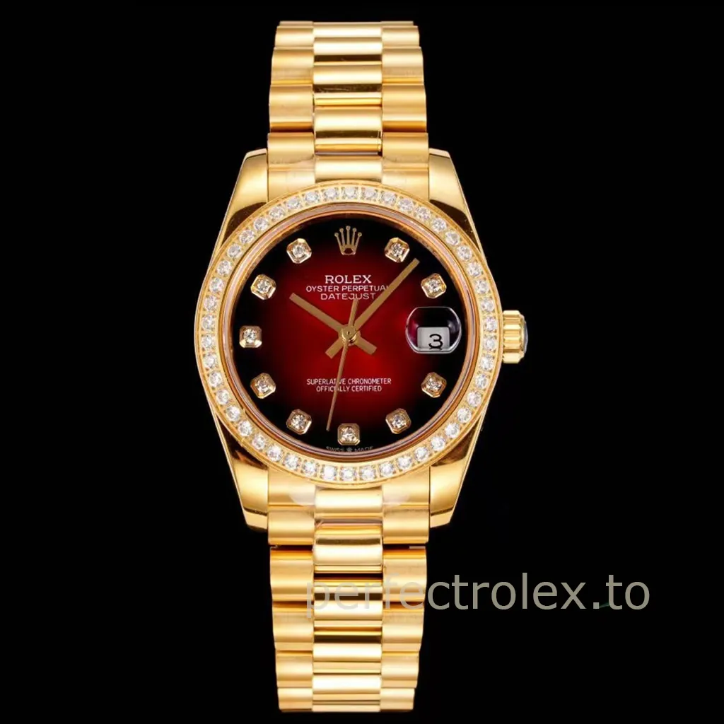 Rolex-Datejust-M278288RBR-0041-31mm-2671-Movement-Black-Red-Gradient-Diamond-Replica-Watch-Front-View-1