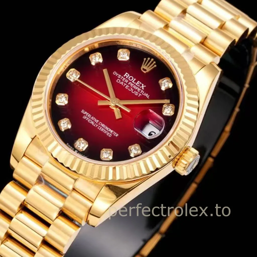 Rolex-Datejust-M278278-0049-31mm-Black-Red-Gradient-Dial-Gold-Replica-904L-Steel-Watch-Dial-Detail-1