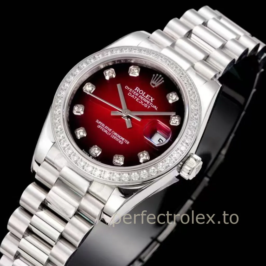 Rolex-Datejust-M278289RBR-0028-31mm-904L-Steel-Black-Red-Gradient-Dial-Diamond-Bezel-Replica-Watch-Front-View-2