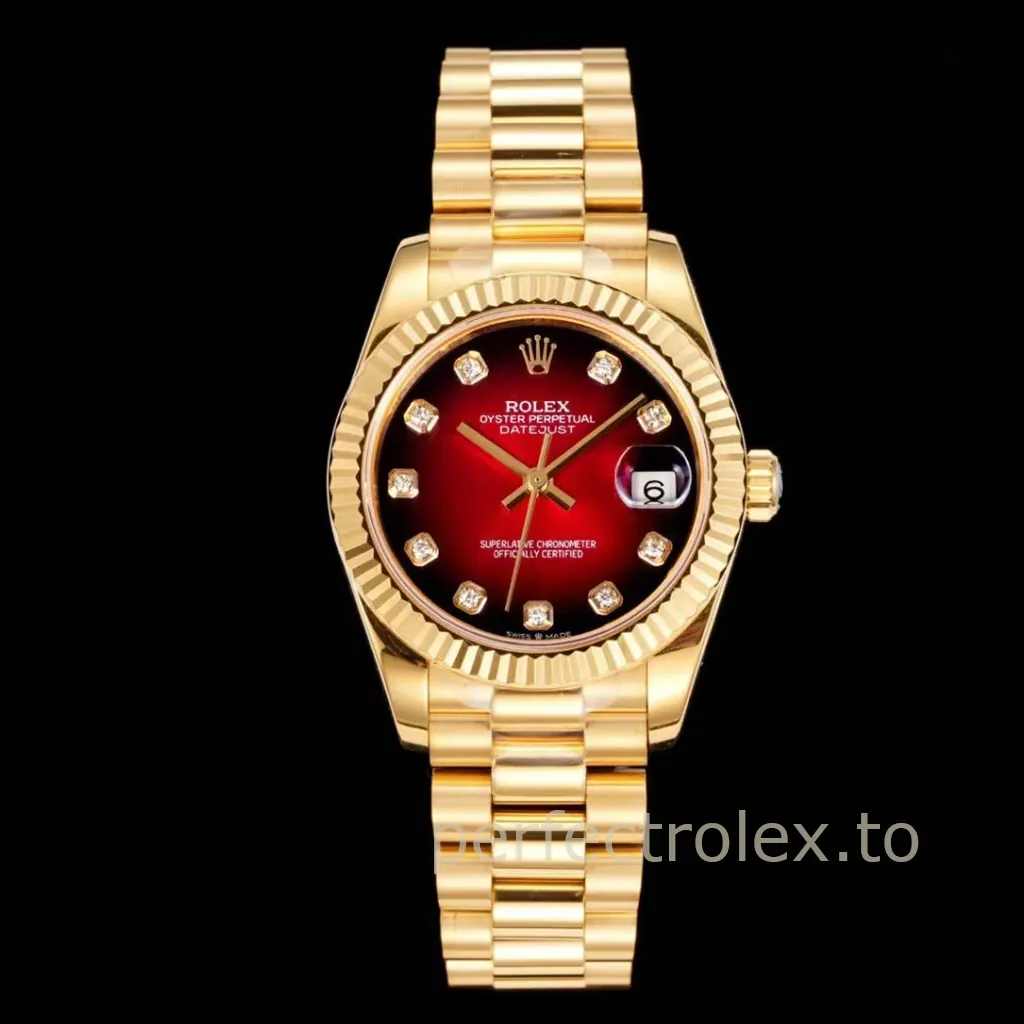 Rolex-Datejust-M278278-0049-31mm-Black-Red-Gradient-Dial-Gold-Replica-904L-Steel-Watch-Front-View-1