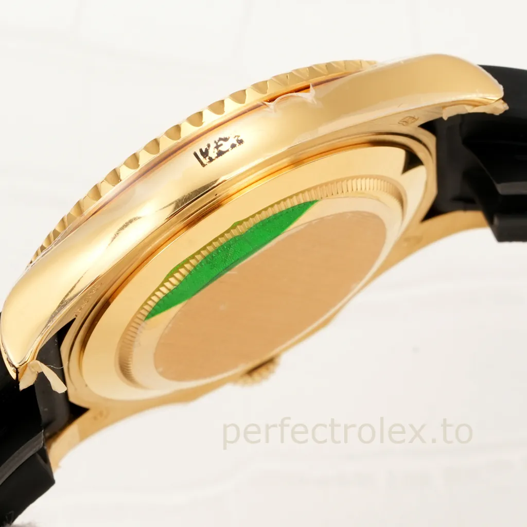 Rolex-Yacht-Master-42mm-Automatic-Black-Dial-Replica-Watch-with-Gold-Tone-904L-Steel-Case-Left-Side-View