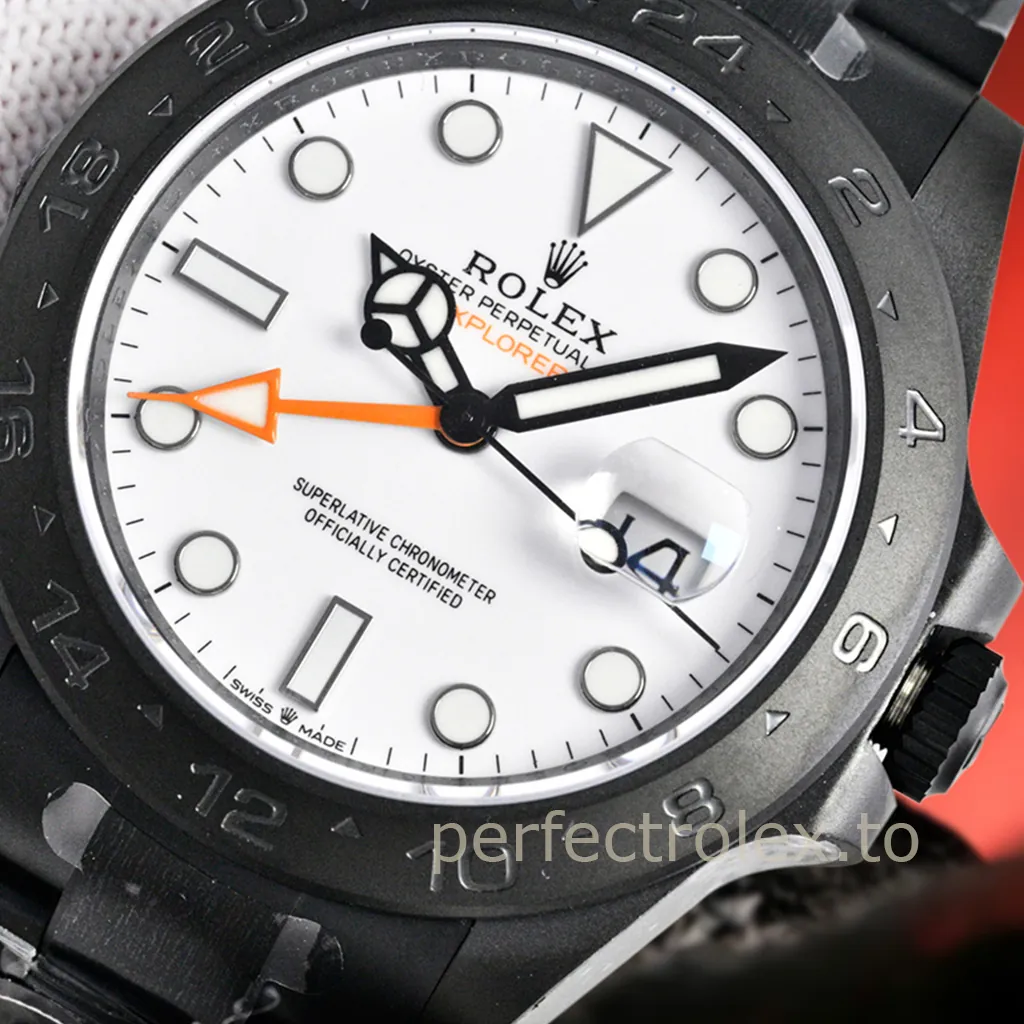 Rolex-Explorer-II-216570-Custom-Black-Edition-42mm-White-Dial-3285-GMT-Super-Clone-Watch-Dial-Detail-2