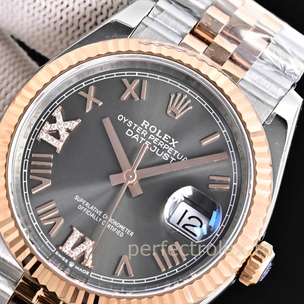 Rolex-Datejust-36-M126231-0047-Grey-Roman-Diamond-Dial-with-3235-Automatic-Movement-Replica-Watch-Dial-Detail-2
