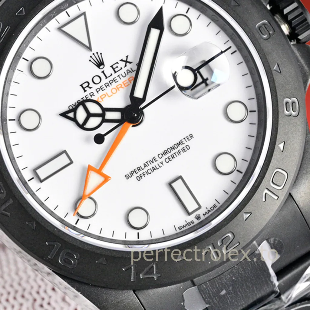 Rolex-Explorer-II-216570-Custom-Black-Edition-42mm-White-Dial-3285-GMT-Super-Clone-Watch-Dial-Detail-1