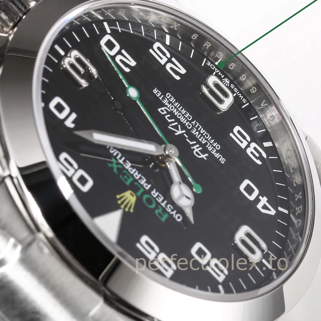 Rolex-Air-King-M126900-0001-40mm-904L-Steel-Watch-with-Black-Aviation-Dial-Super-Clone-Watch-Dial-Detail-2