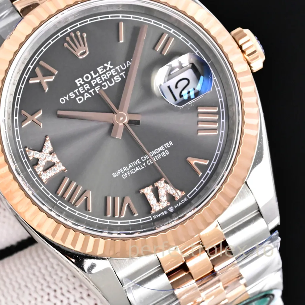 Rolex-Datejust-36-M126231-0047-Grey-Roman-Diamond-Dial-with-3235-Automatic-Movement-Replica-Watch-Dial-Detail-1