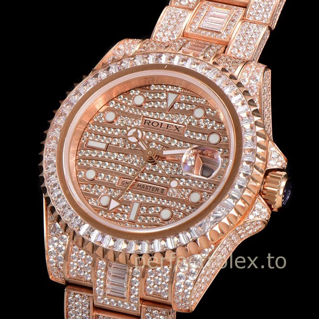 Rolex-GMT-Master-II-116769TBR-40mm-Rose-Gold-Diamond-Super-Clone-Watch-with-2824-Movement-Dial-Detail-1