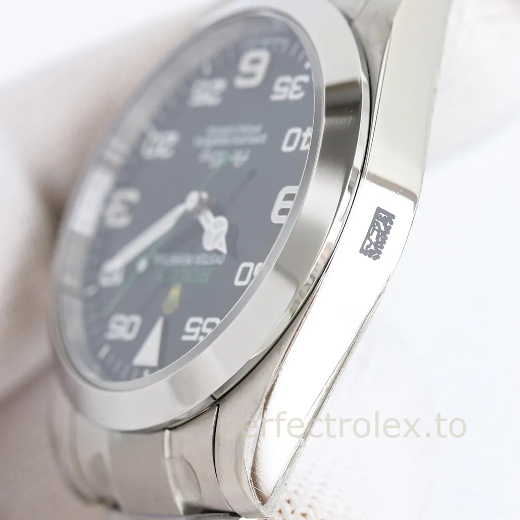 Rolex-Air-King-M126900-0001-40mm-904L-Steel-Watch-with-Black-Aviation-Dial-Super-Clone-Watch-Left-Side-View