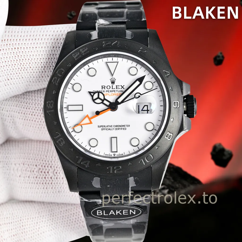 Rolex-Explorer-II-216570-Custom-Black-Edition-42mm-White-Dial-3285-GMT-Super-Clone-Watch-Front-View-1