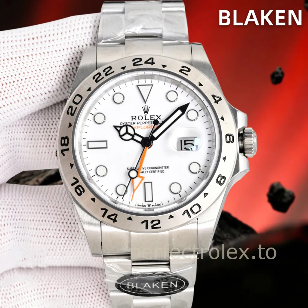 Rolex-Explorer-II-M226570-0001-42mm-White-Dial-904L-Steel-and-3285-Movement-Super-Clone-Watch-Front-View-1