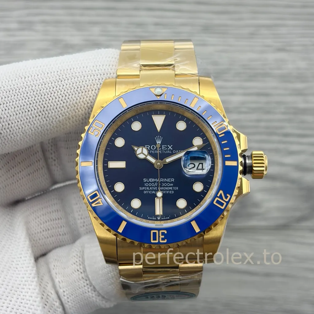 Rolex-Submariner-M126618LB-0002-41mm-Blue-Dial-Gold-Tone-904L-Steel-Automatic-Dive-Replica-Watch-Front-View-1