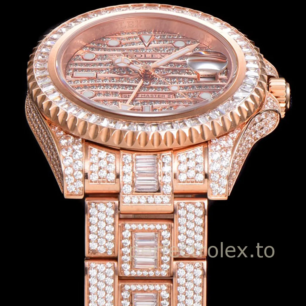 Rolex-GMT-Master-II-116769TBR-40mm-Rose-Gold-Diamond-Super-Clone-Watch-with-2824-Movement-Dial-Detail-2