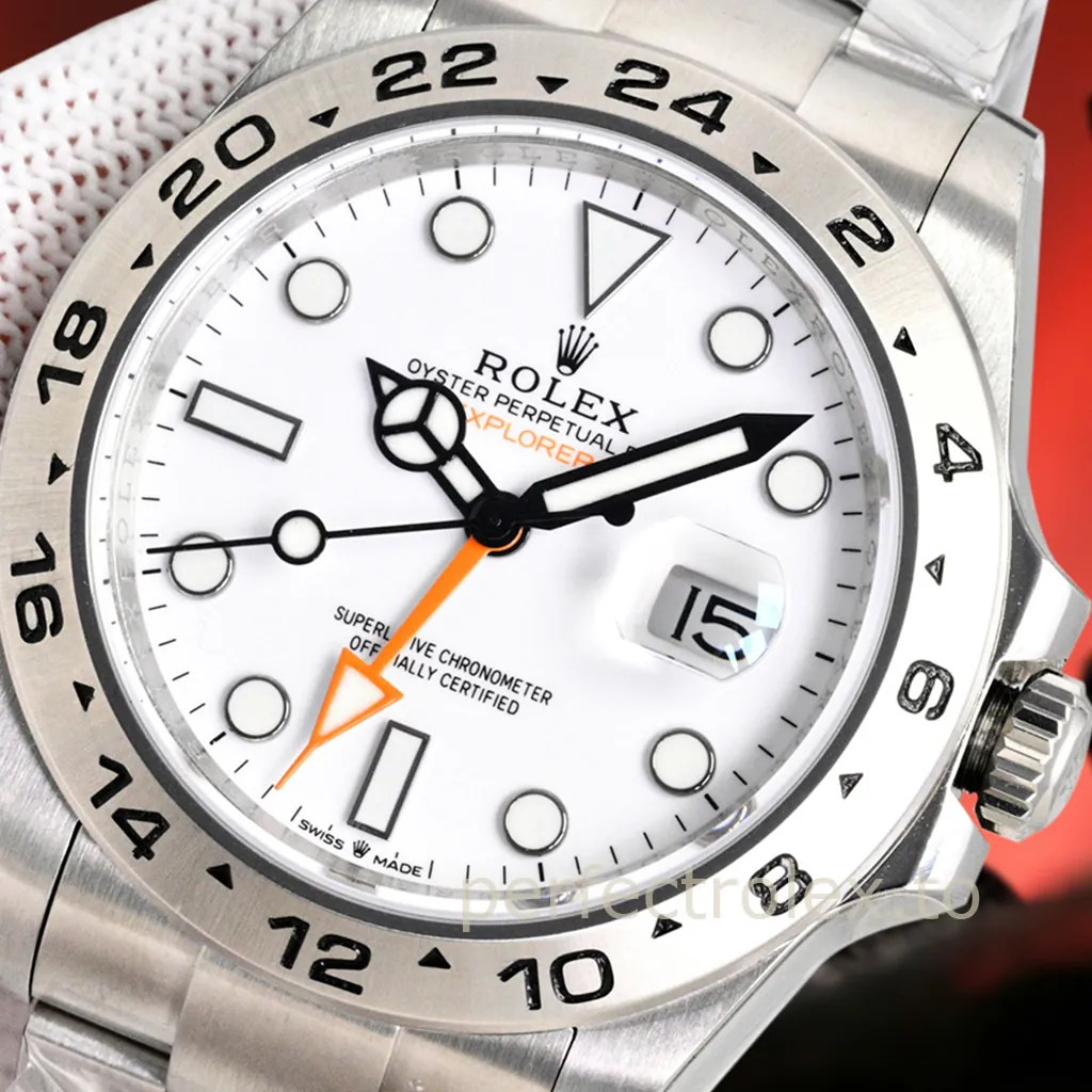 Rolex-Explorer-II-M226570-0001-42mm-White-Dial-904L-Steel-and-3285-Movement-Super-Clone-Watch-Dial-Detail-1