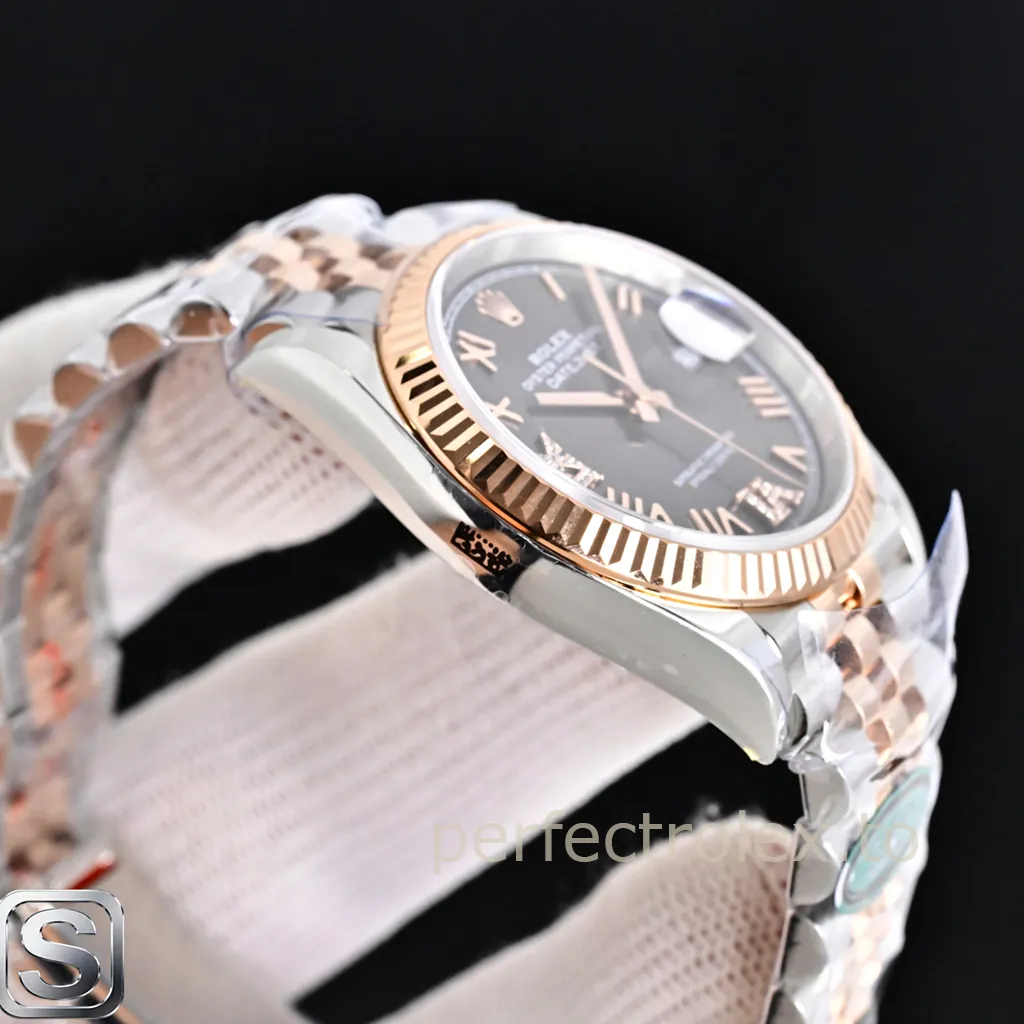 Rolex-Datejust-36-M126231-0047-Grey-Roman-Diamond-Dial-with-3235-Automatic-Movement-Replica-Watch-Left-Side-View