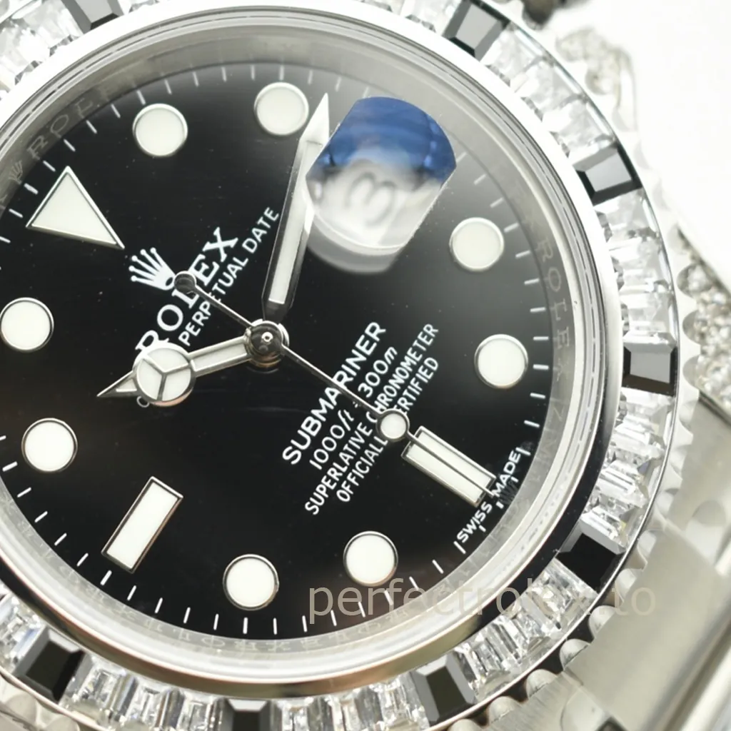 Rolex-Submariner-116610LN-40mm-904L-Steel-Custom-Diamond-Set-Automatic-Replica-Watch-Dial-Detail-1