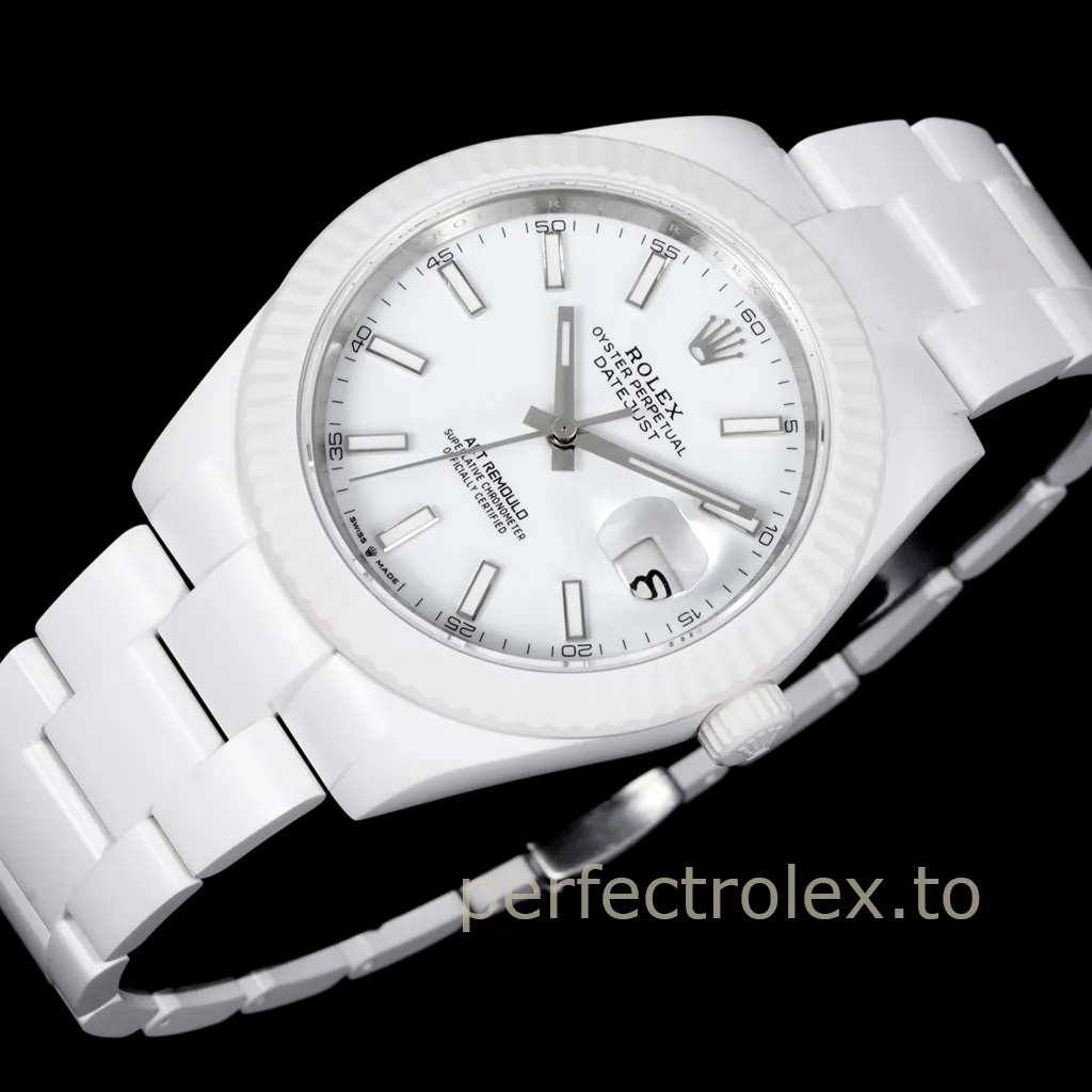 Rolex-Datejust-AET-Remould-41mm-White-Ceramic-Replica-Watch-with-3235-Automatic-Movement-Front-View-1