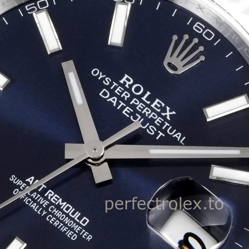Rolex-Datejust-AET-Remould-41mm-White-Ceramic-Blue-Dial-3235-Automatic-Replica-Watch-Dial-Detail-2