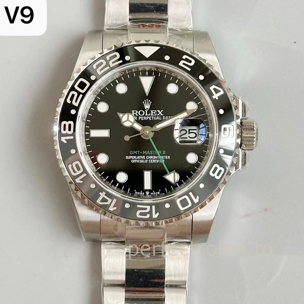 Rolex-GMT-Master-II-M126710GRNR-0004-40mm-Black-Dial-3285-Automatic-Super-Clone-Watch-Front-View-1