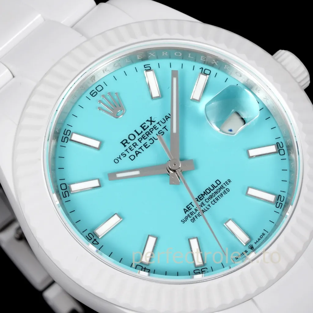 Rolex-Datejust-AET-Remould-41mm-Tiffany-Blue-Dial-White-Ceramic-Automatic-Replica-Watch-Dial-Detail-2
