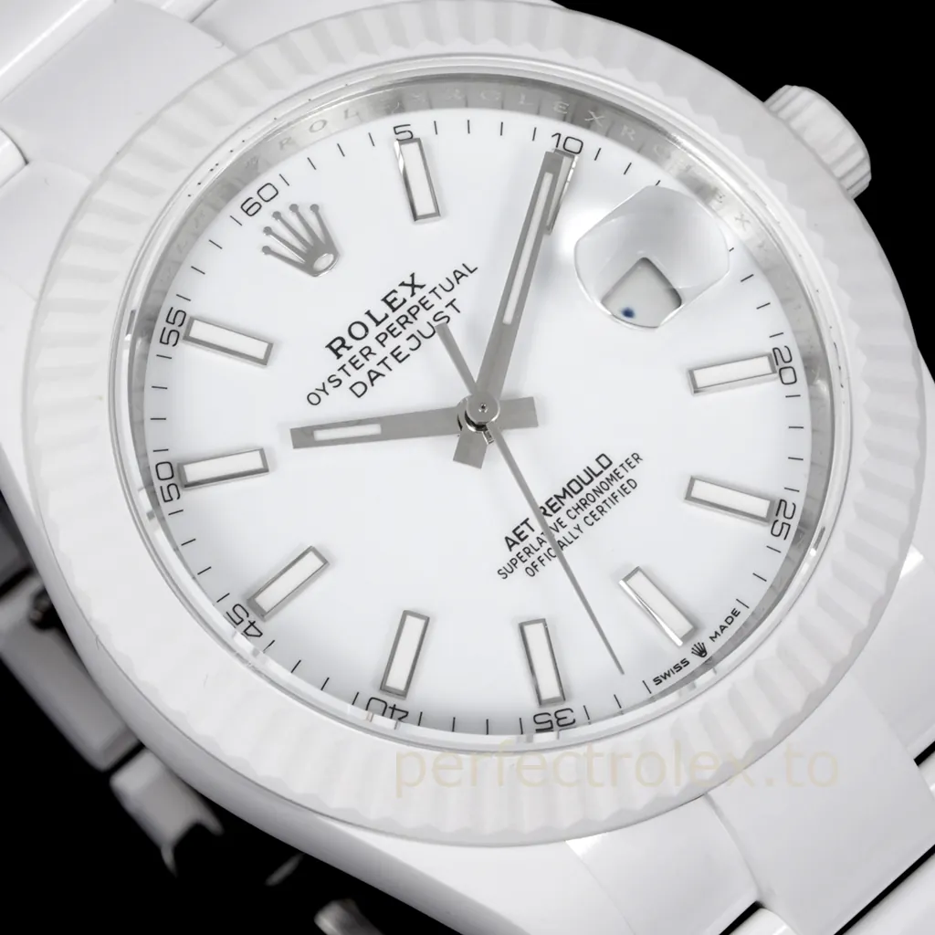 Rolex-Datejust-AET-Remould-41mm-White-Ceramic-Replica-Watch-with-3235-Automatic-Movement-Dial-Detail-2