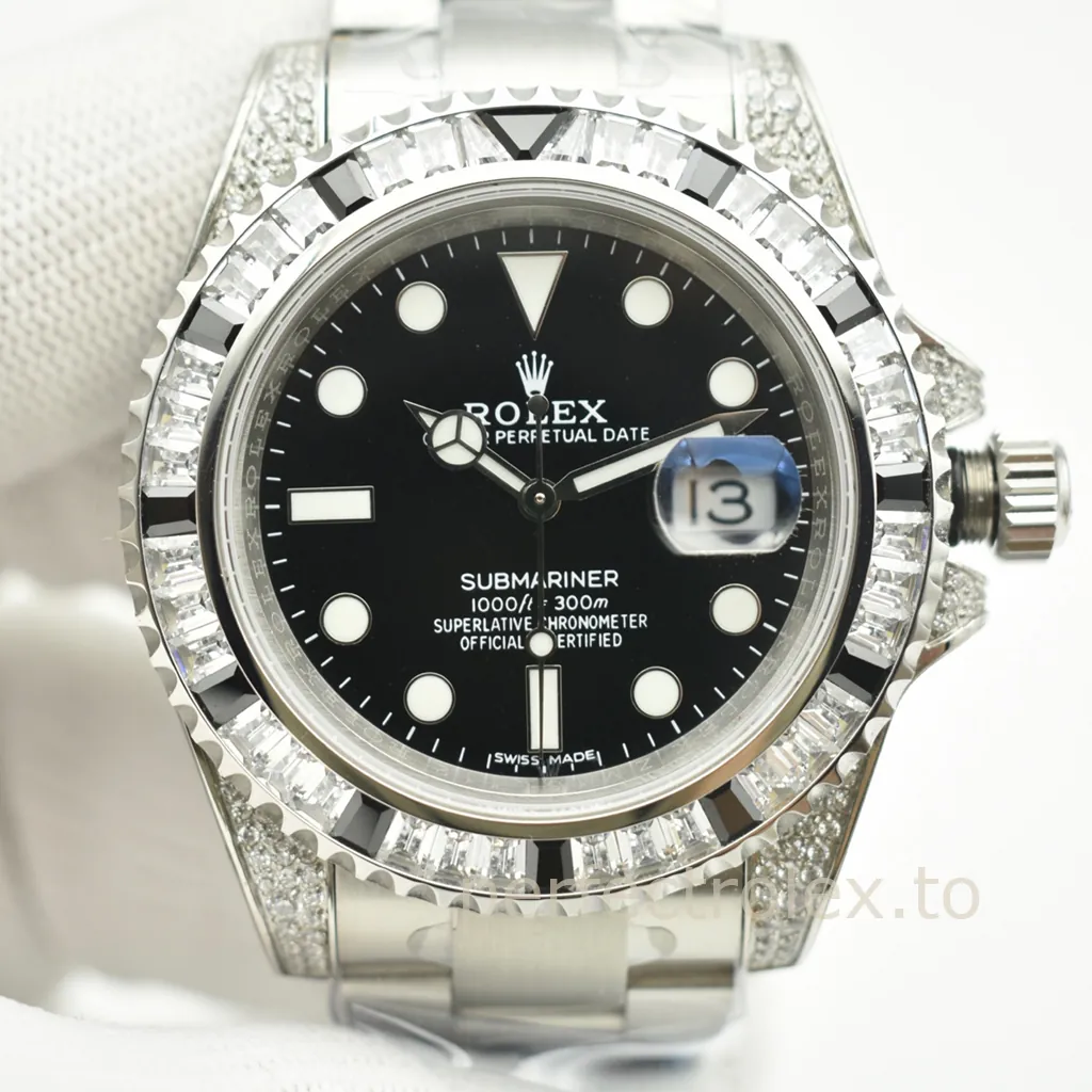 Rolex-Submariner-116610LN-40mm-904L-Steel-Custom-Diamond-Set-Automatic-Replica-Watch-Front-View-1