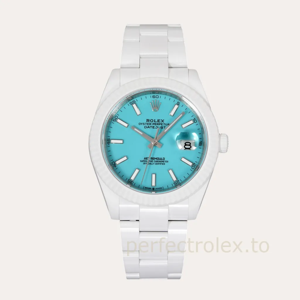 Rolex-Datejust-AET-Remould-41mm-Tiffany-Blue-Dial-White-Ceramic-Automatic-Replica-Watch-Hero-Image