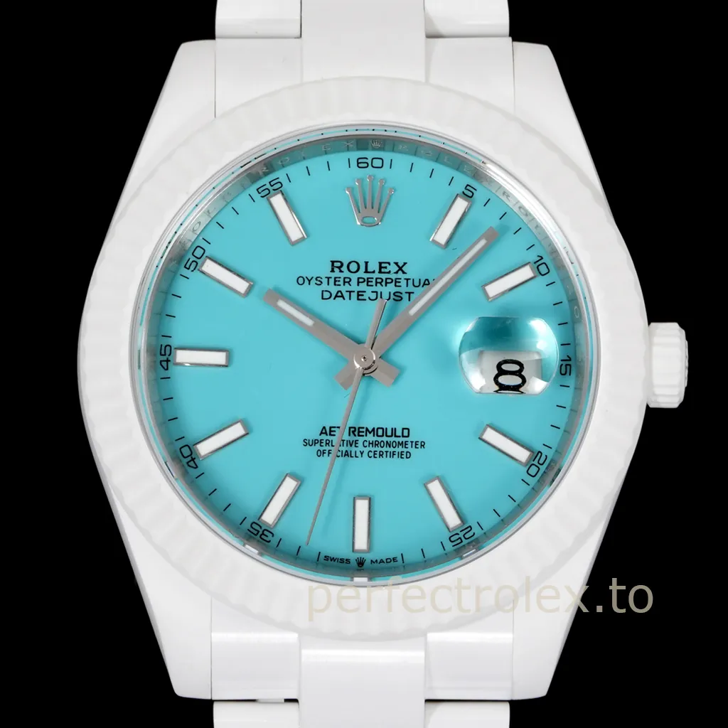 Rolex-Datejust-AET-Remould-41mm-Tiffany-Blue-Dial-White-Ceramic-Automatic-Replica-Watch-Dial-Detail-1
