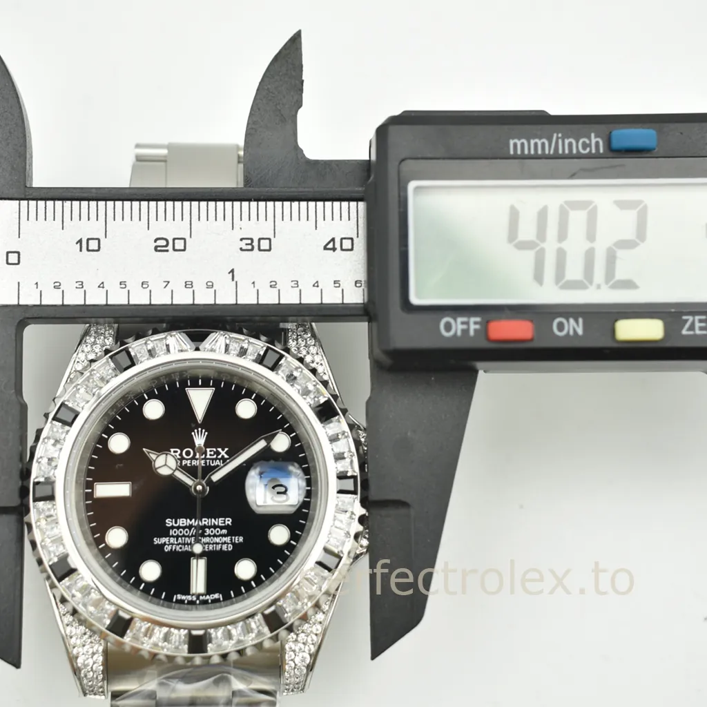 Rolex-Submariner-116610LN-40mm-904L-Steel-Custom-Diamond-Set-Automatic-Replica-Watch-Size-Chart