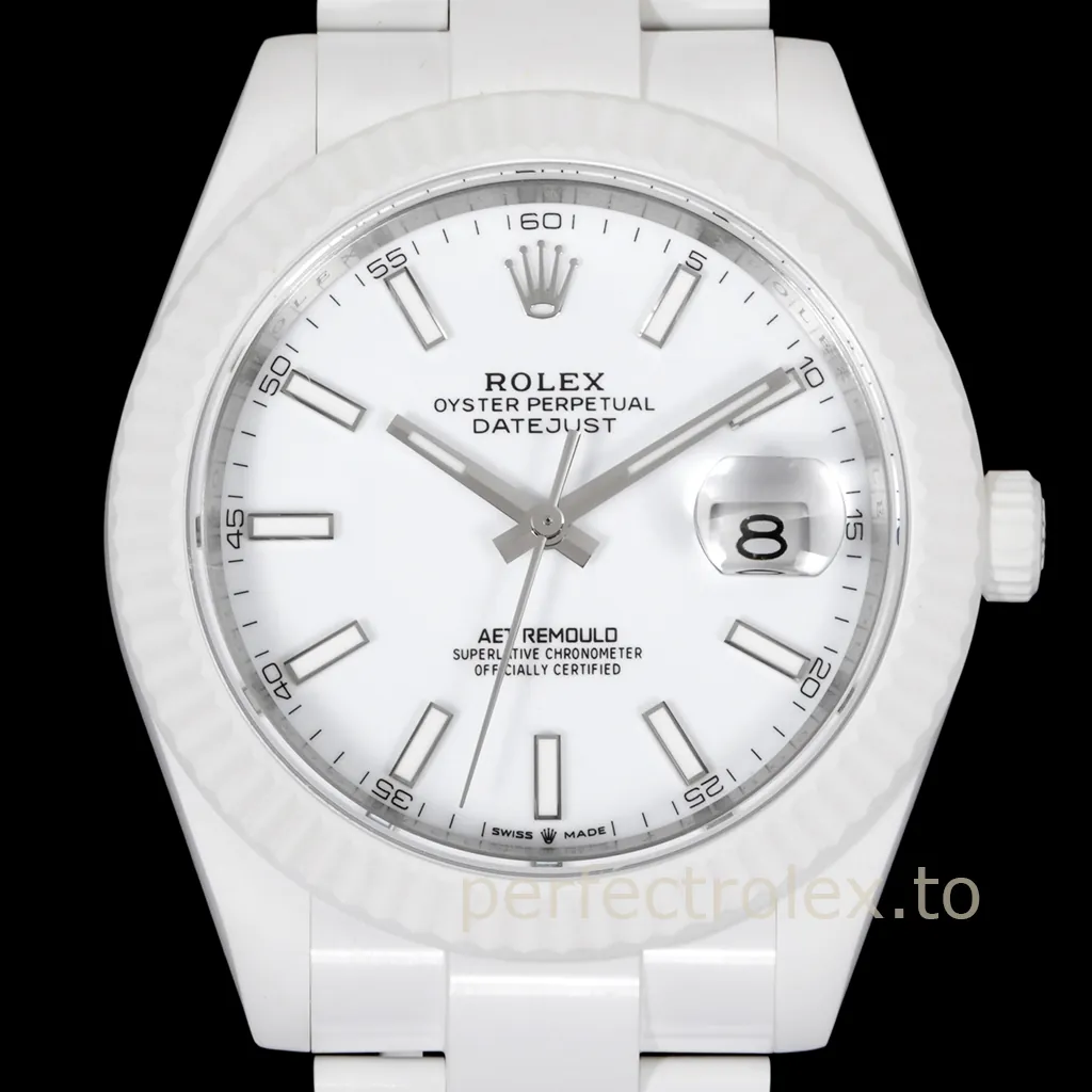 Rolex-Datejust-AET-Remould-41mm-White-Ceramic-Replica-Watch-with-3235-Automatic-Movement-Dial-Detail-1