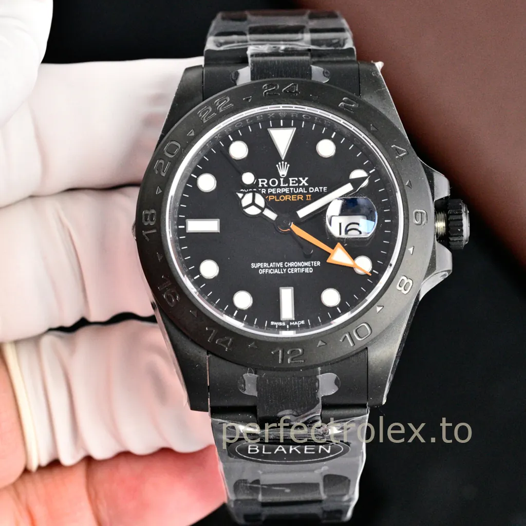 Rolex-Explorer-II-216570-0002-42mm-Black-Coated-904L-Steel-GMT-Super-Clone-Watch-Front-View-1