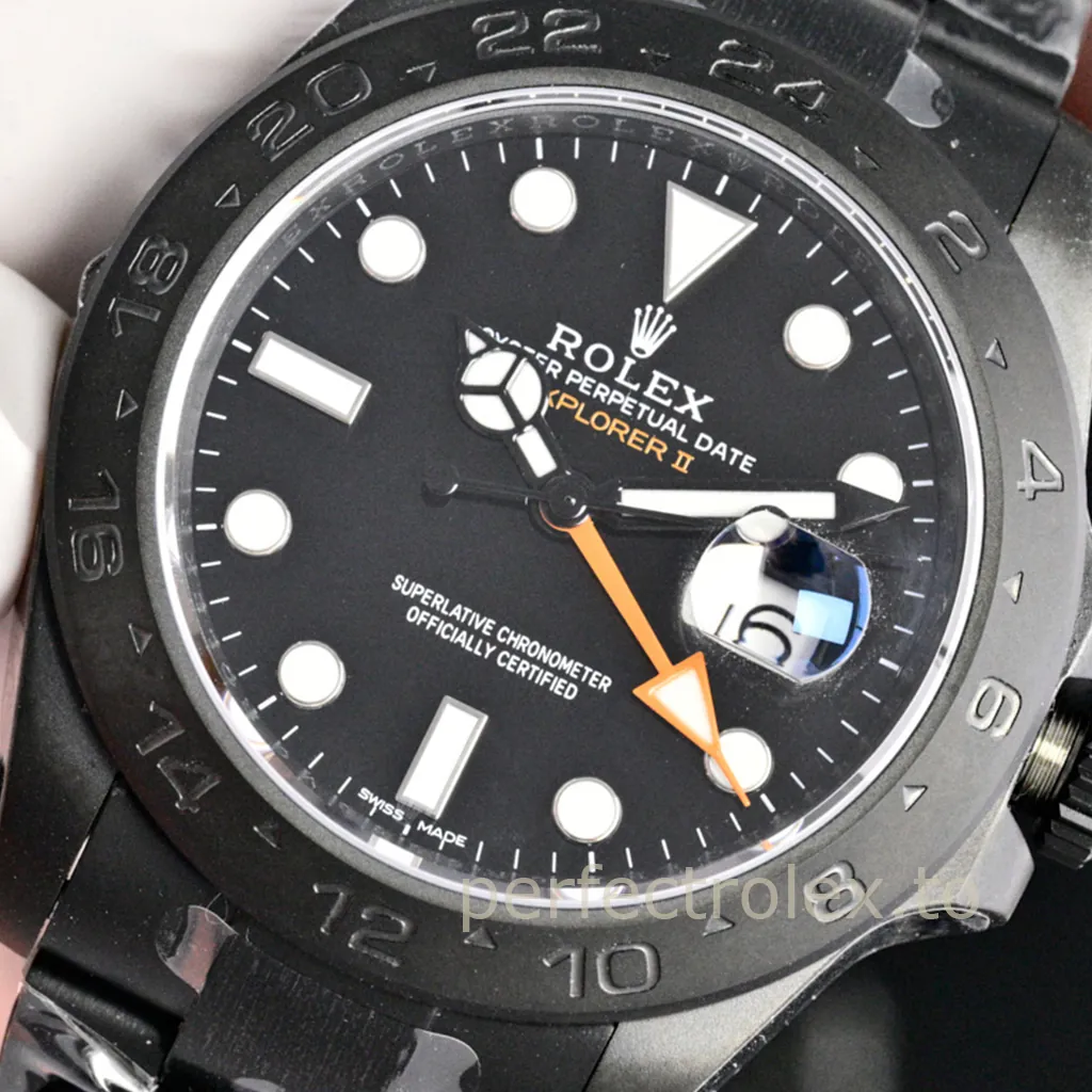 Rolex-Explorer-II-216570-0002-42mm-Black-Coated-904L-Steel-GMT-Super-Clone-Watch-Dial-Detail-2