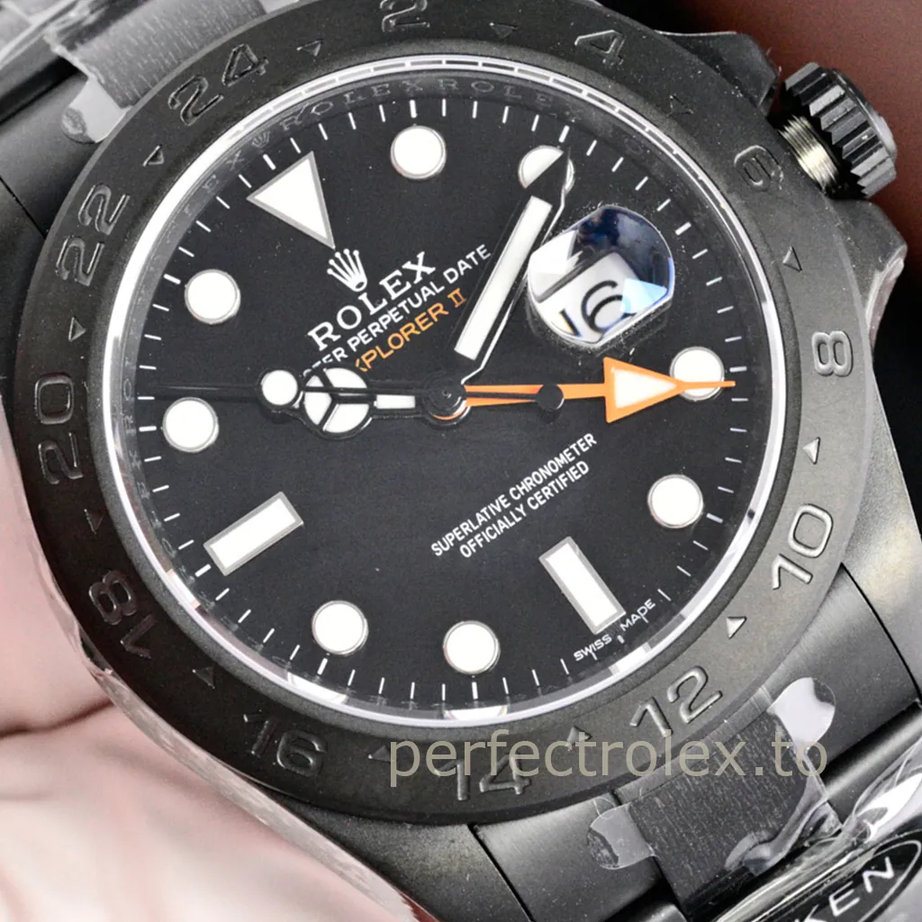Rolex-Explorer-II-216570-0002-42mm-Black-Coated-904L-Steel-GMT-Super-Clone-Watch-Dial-Detail-1