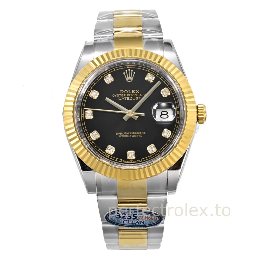 Rolex-Datejust-M126333-0005-Black-Diamond-Dial-41mm-Super-Clone-Watch-with-3235-Movement-Front-View-1
