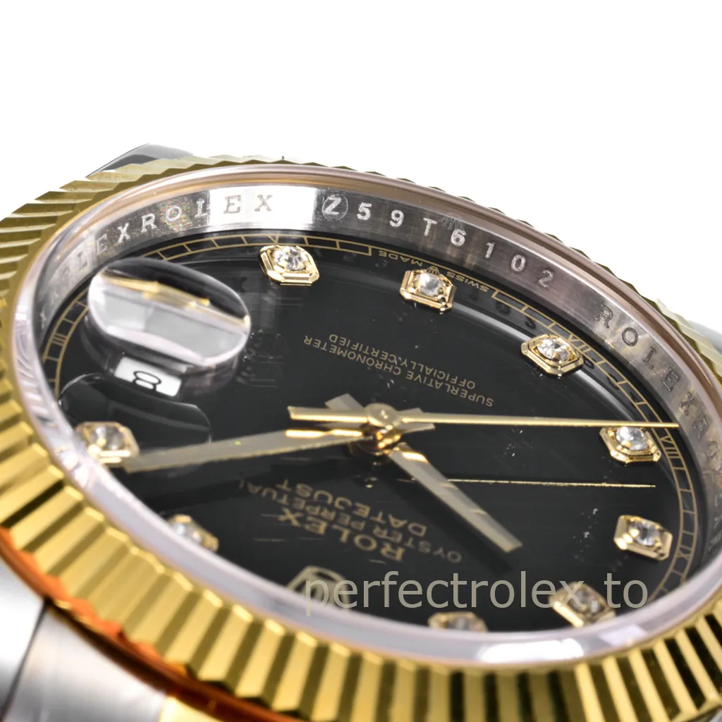 Rolex-Datejust-M126333-0005-Black-Diamond-Dial-41mm-Super-Clone-Watch-with-3235-Movement-Dial-Detail-2