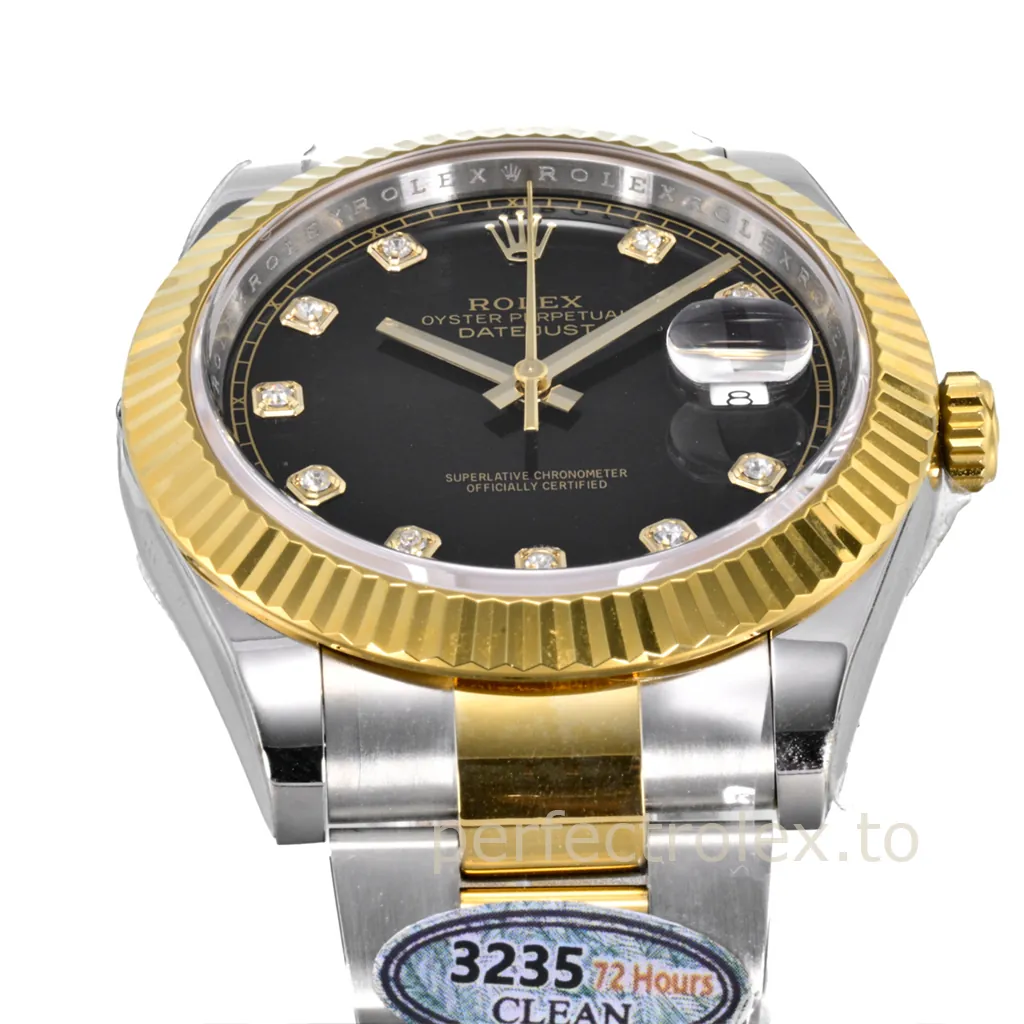 Rolex-Datejust-M126333-0005-Black-Diamond-Dial-41mm-Super-Clone-Watch-with-3235-Movement-Dial-Detail-1
