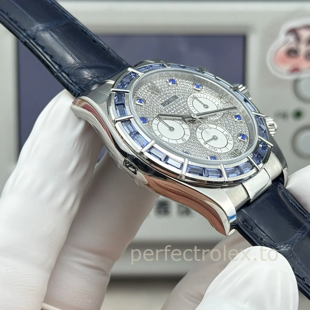 Rolex-Daytona-116589SACI-Replica-Watch-40mm-Diamond-Dial-Blue-Sapphire-Bezel-and-4130-Movement-Left-Side-View