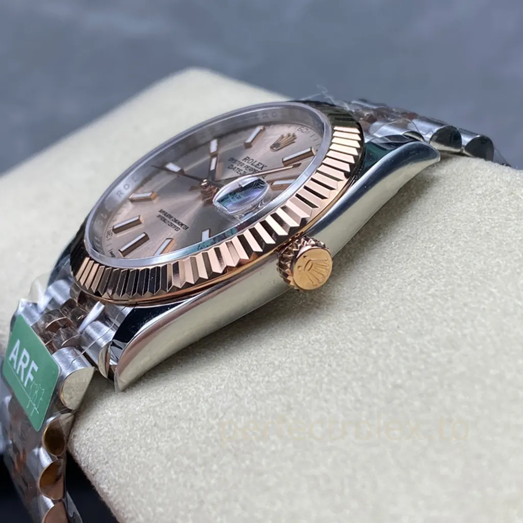 Rolex-Datejust-M126331-0010-41mm-904L-Steel-3235-Automatic-Rose-Gold-Dial-Super-Clone-Watch-Right-Side-View