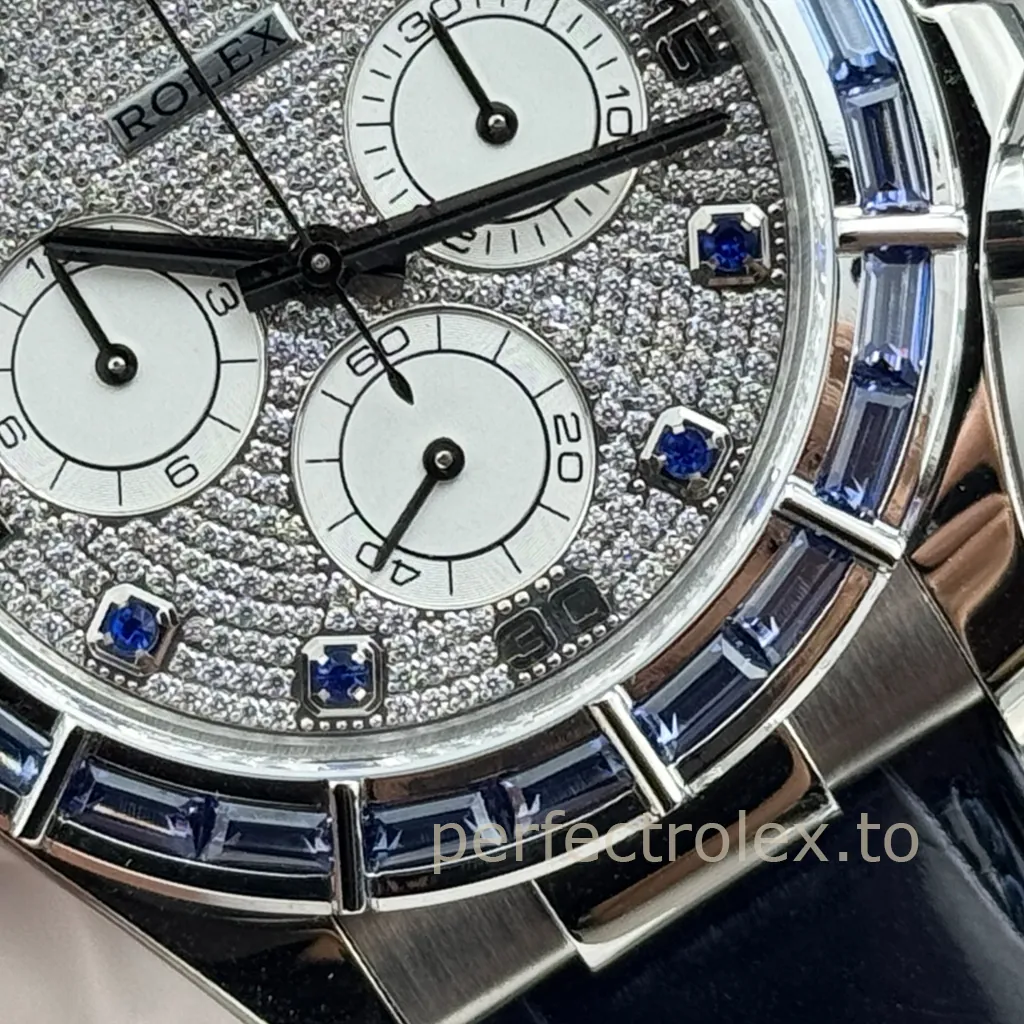 Rolex-Daytona-116589SACI-Replica-Watch-40mm-Diamond-Dial-Blue-Sapphire-Bezel-and-4130-Movement-Dial-Detail-1