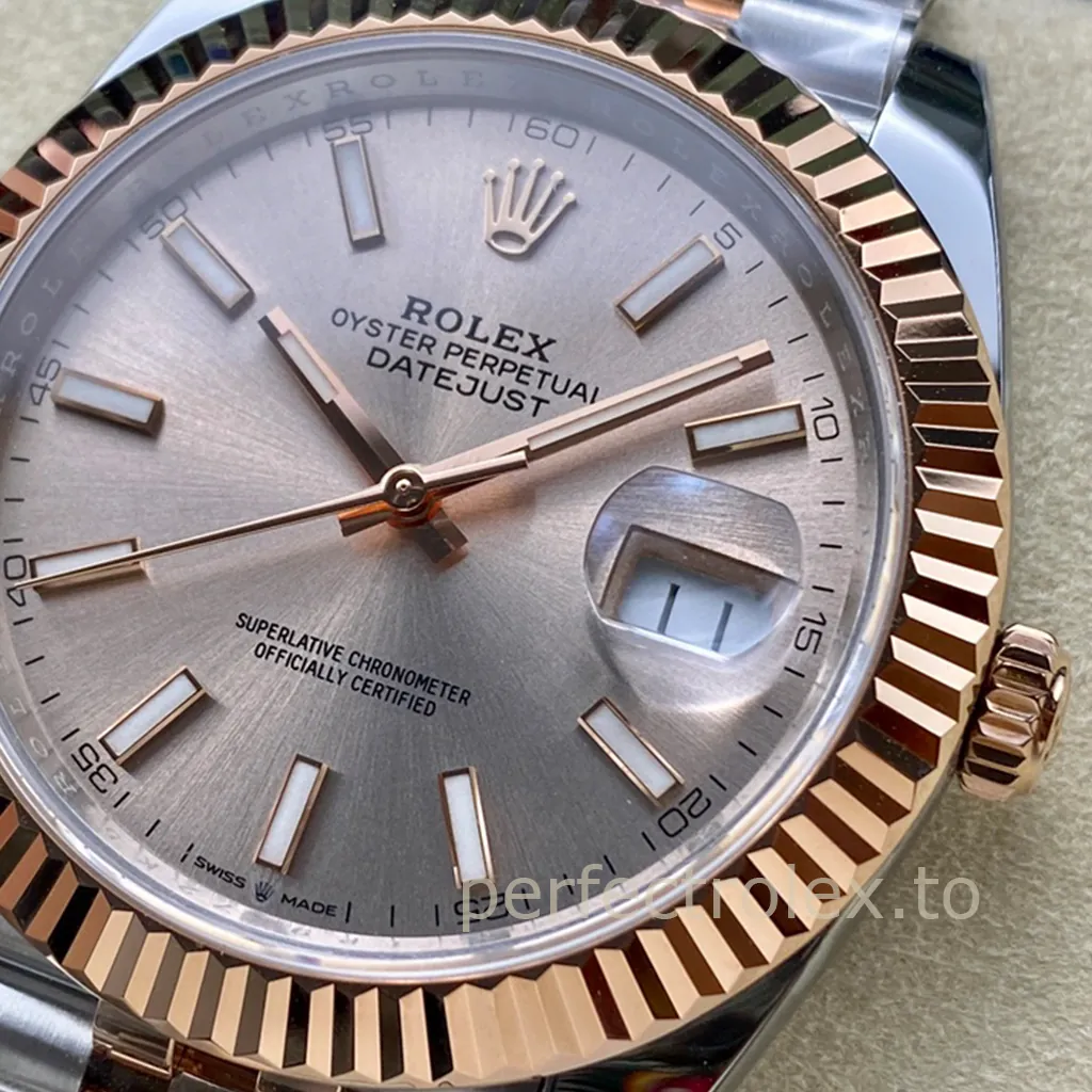 Rolex-Datejust-M126331-0010-41mm-904L-Steel-3235-Automatic-Rose-Gold-Dial-Super-Clone-Watch-Dial-Detail-1