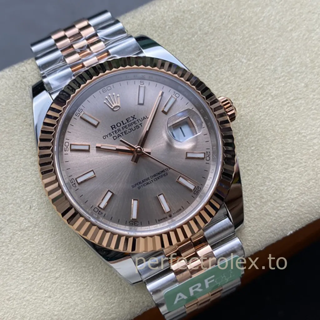 Rolex-Datejust-M126331-0010-41mm-904L-Steel-3235-Automatic-Rose-Gold-Dial-Super-Clone-Watch-Front-View-2